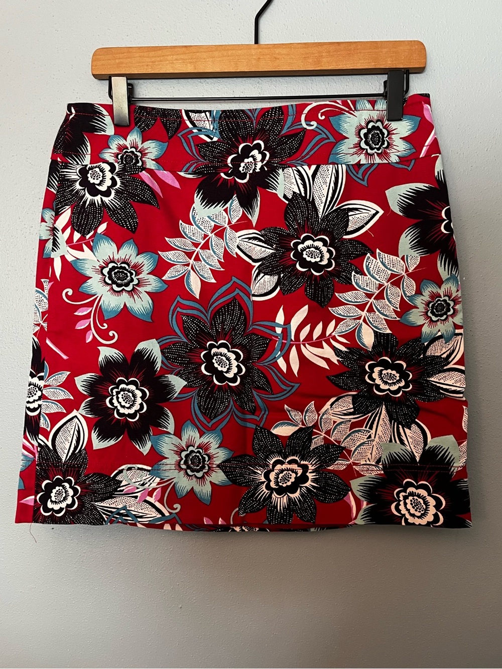 Talbots Red Floral Mini Skirt
